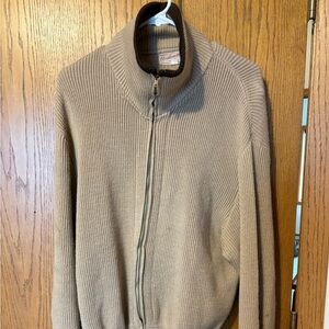 Avalanche Men's Tan Ribbed Zip-Up Sweater